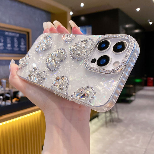 DIY Rhinestone Heart Apple Phone Case
