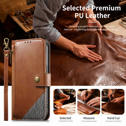Business color-blocked leather Samsung phone case