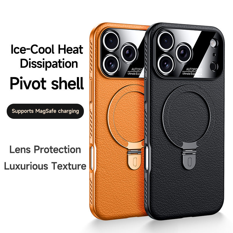 Vegan Leather Stand Magnetic Apple Phone Case