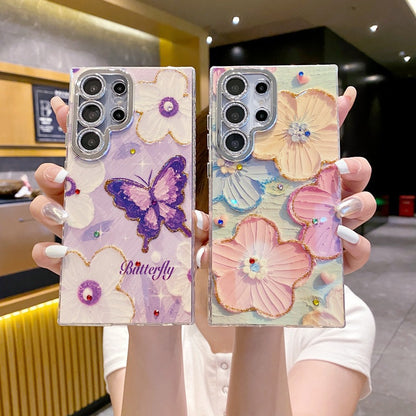 Rhinestone Oil Painting Butterfly Glitter Samsung Phone Case