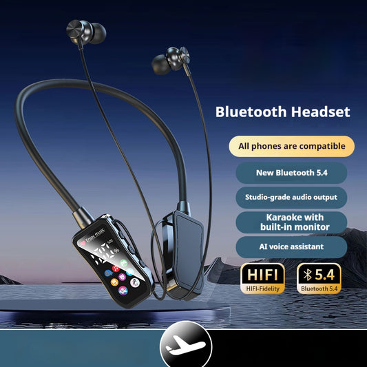 Digital Display Neckband Wireless Bluetooth Sports Headphones