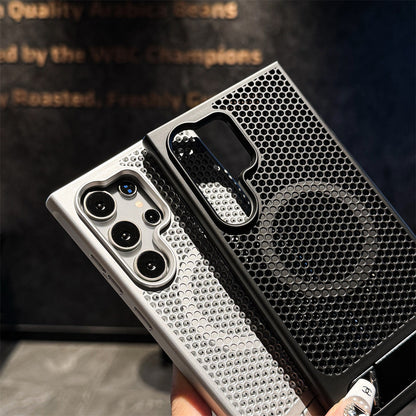 Hollow-out heat dissipation magnetic stand Samsung phone case