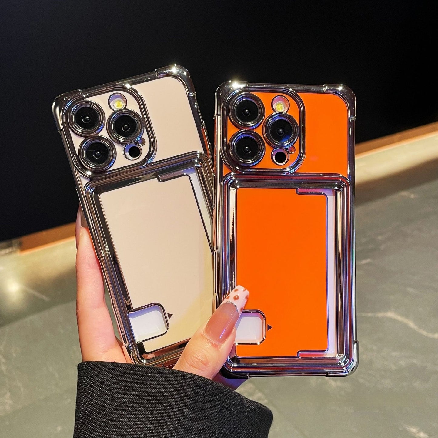 Electroplating creative card holder Apple phone case