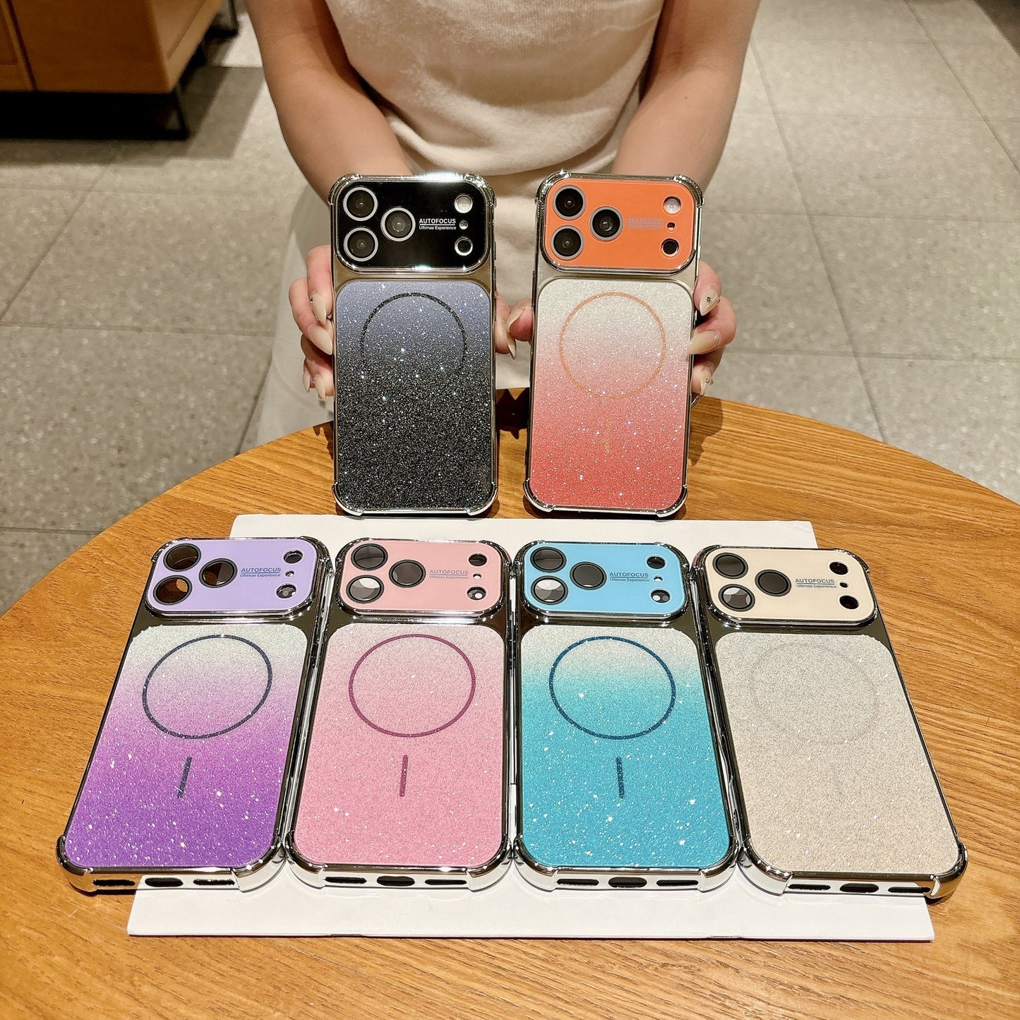 Gradient Galaxy Glitter Magnetic Apple Phone Case