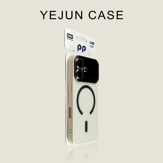 Macaron frosted magnetic large window Apple phone case