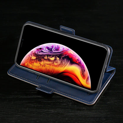 Color-blocked leather flip case with card slot Samsung phone cases