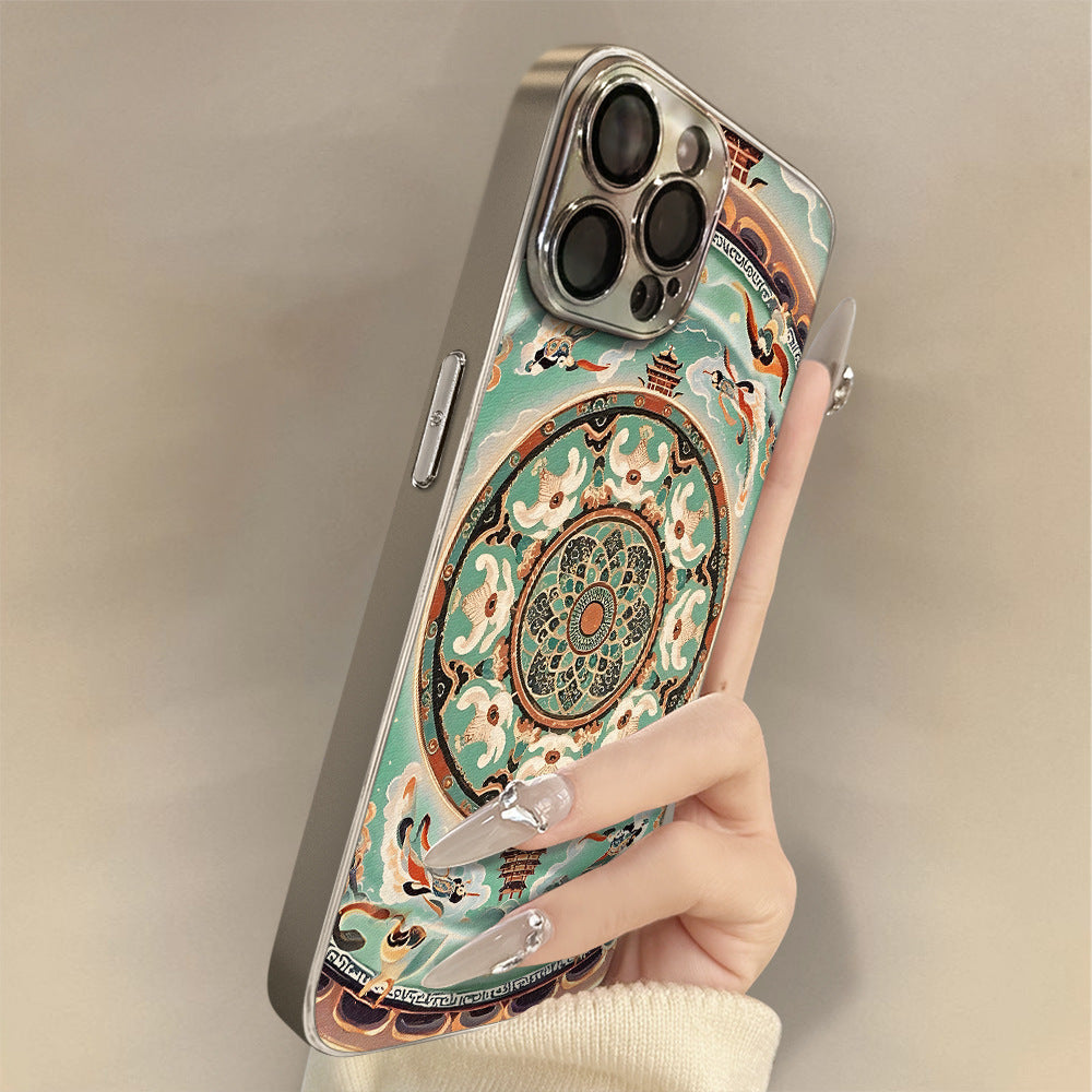 Electroplated lambskin shockproof Apple phone case