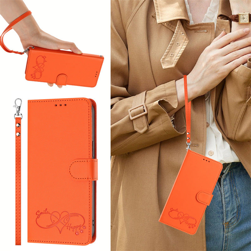 Heart-shaped letter leather Apple phone case