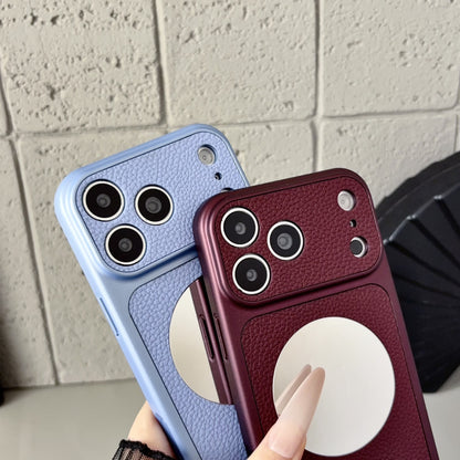 Lychee-textured mirror magnetic Apple phone case