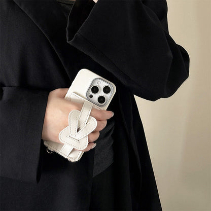 Crossbody strap button card holder Apple phone case
