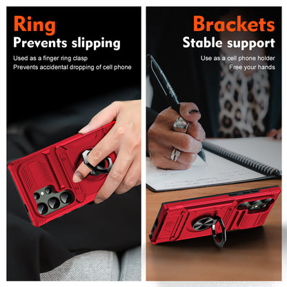Car magnetic hidden card slot anti-fall ring holder Samsung mobile phone case