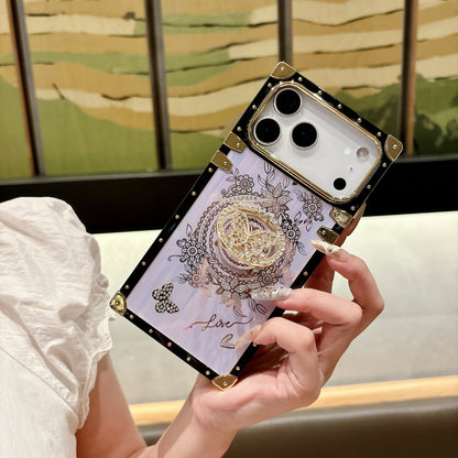 Diamond-encrusted Aurora Butterfly Stand Apple Phone Case