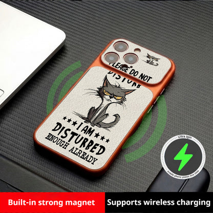 Cold-faced cat sticker magnetic Apple phone case