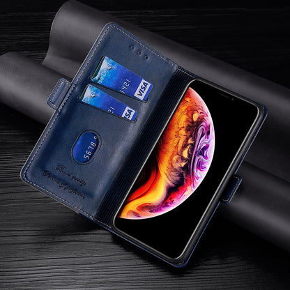 Color-blocked leather flip case with card slot Samsung phone cases