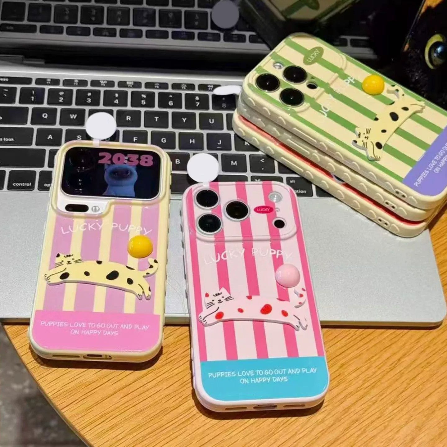 Striped cat-themed anti-drop iPhone case