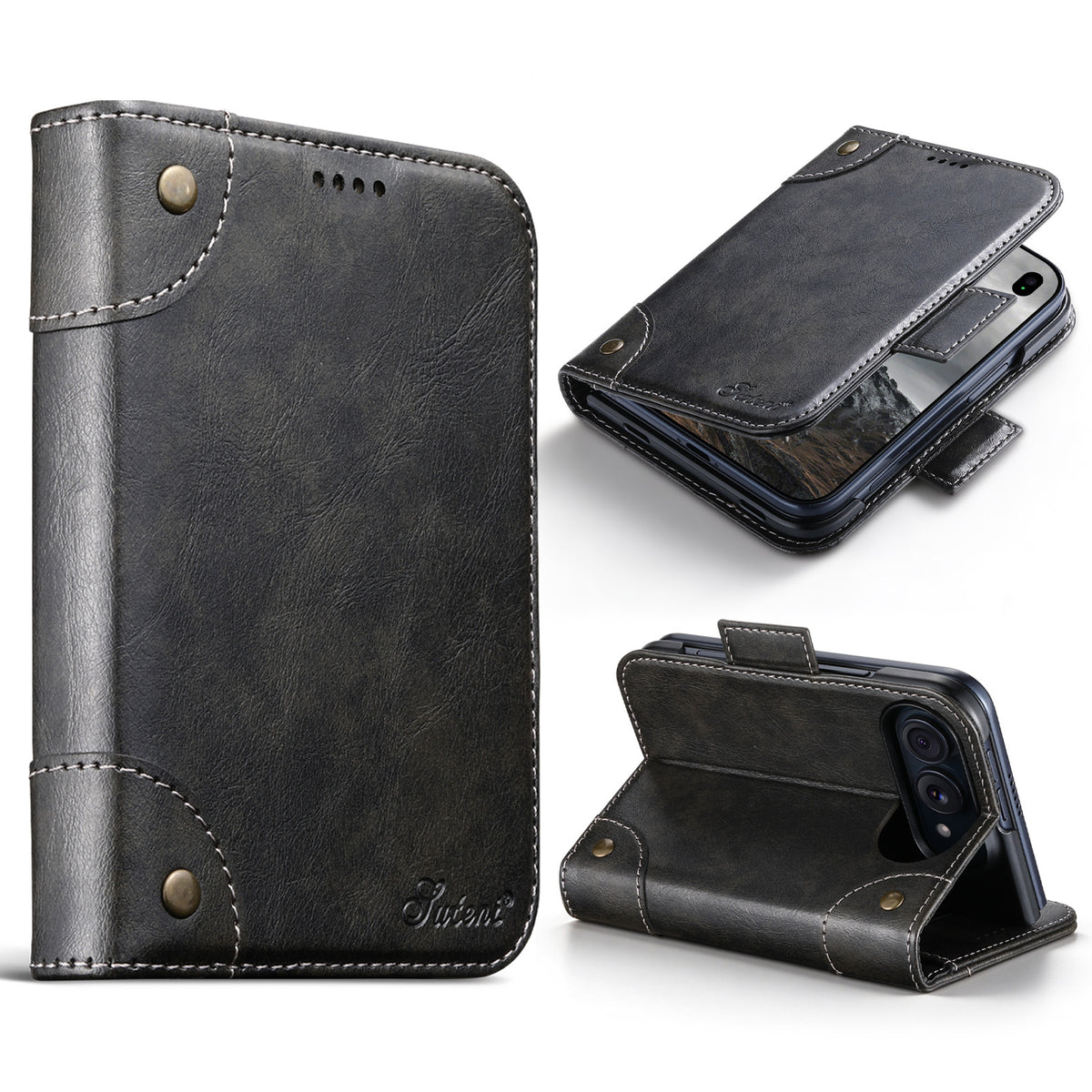 Folio-style card-holder leather case for iPhone Duo