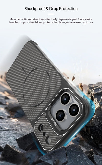 Frameless carbon fiber textured stand Apple phone case
