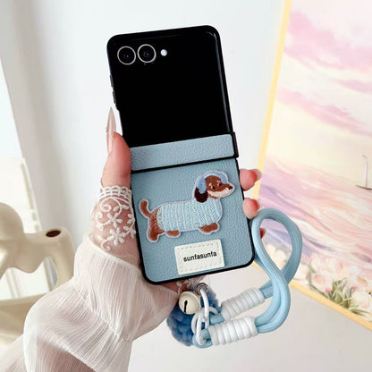 Dachshund leather Samsung Z Flip phone case