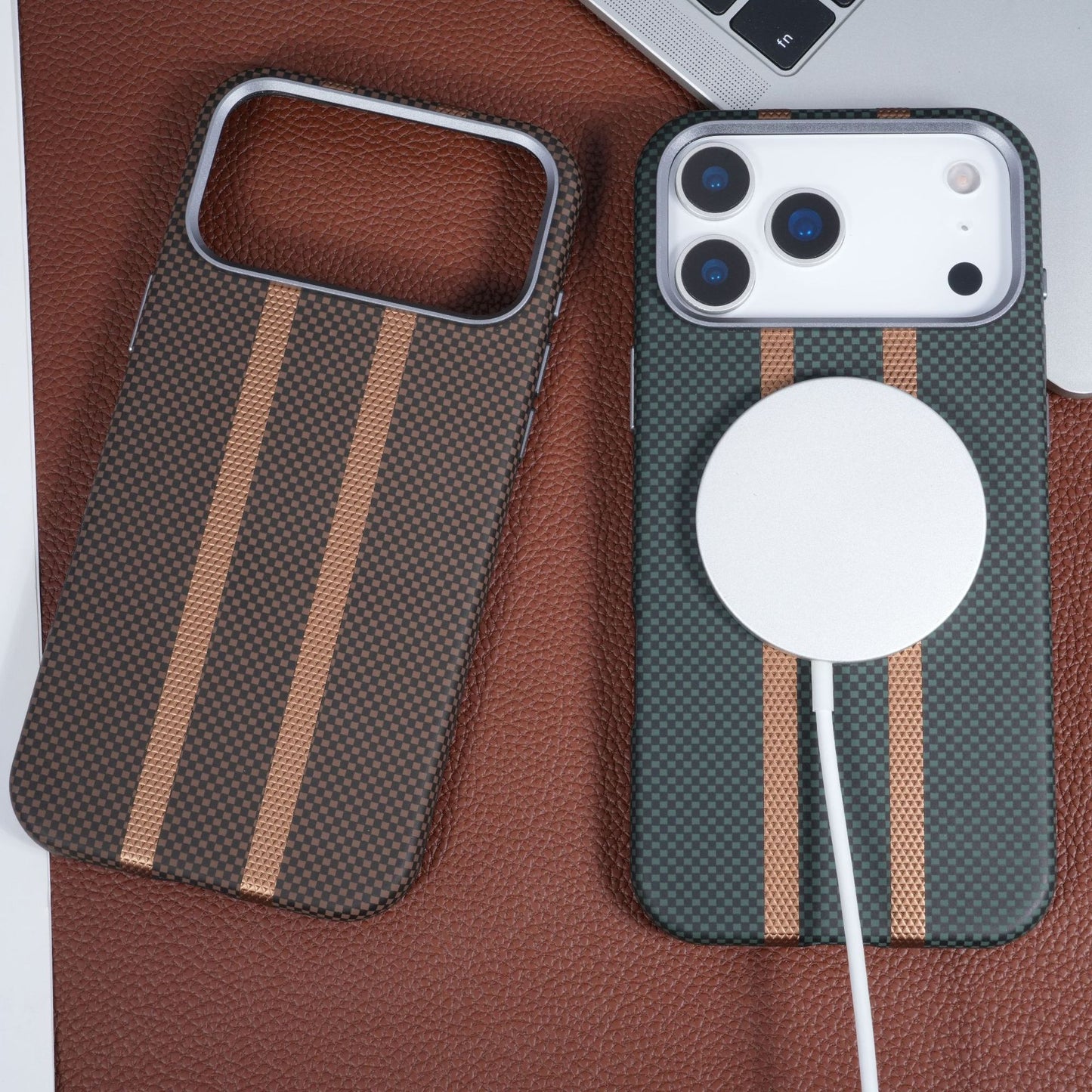 Sports car style gold shield magnetic leather Apple phone case