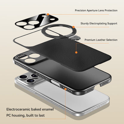 Vegan Leather Stand Magnetic Apple Phone Case