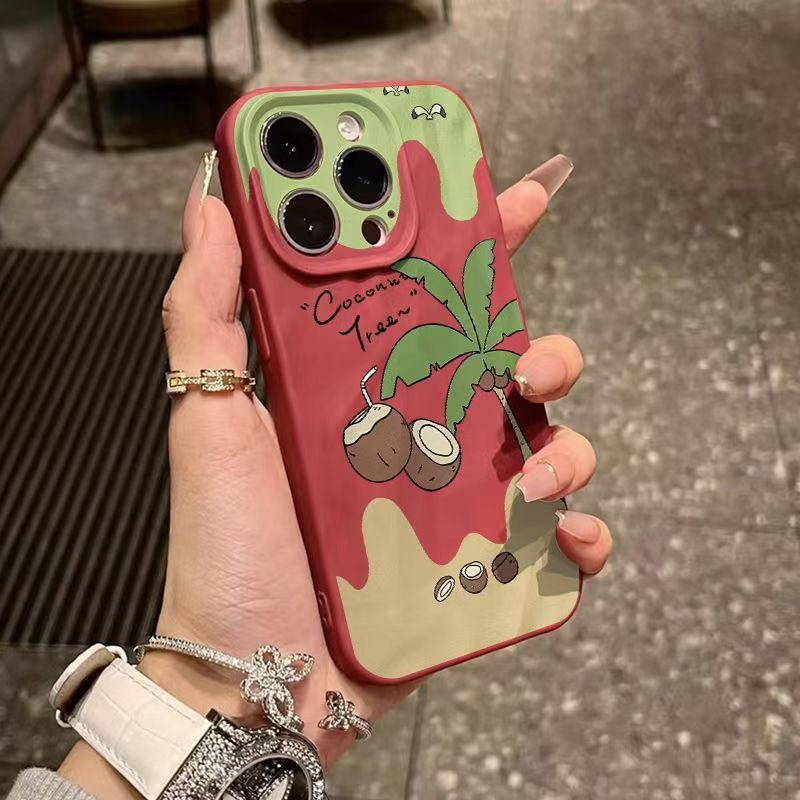Summer Coconut Tree Wrinkled Texture Apple Phone Case