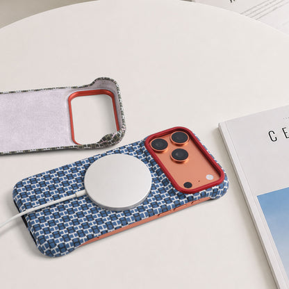 Simple solid color leather magnetic frameless Apple phone case