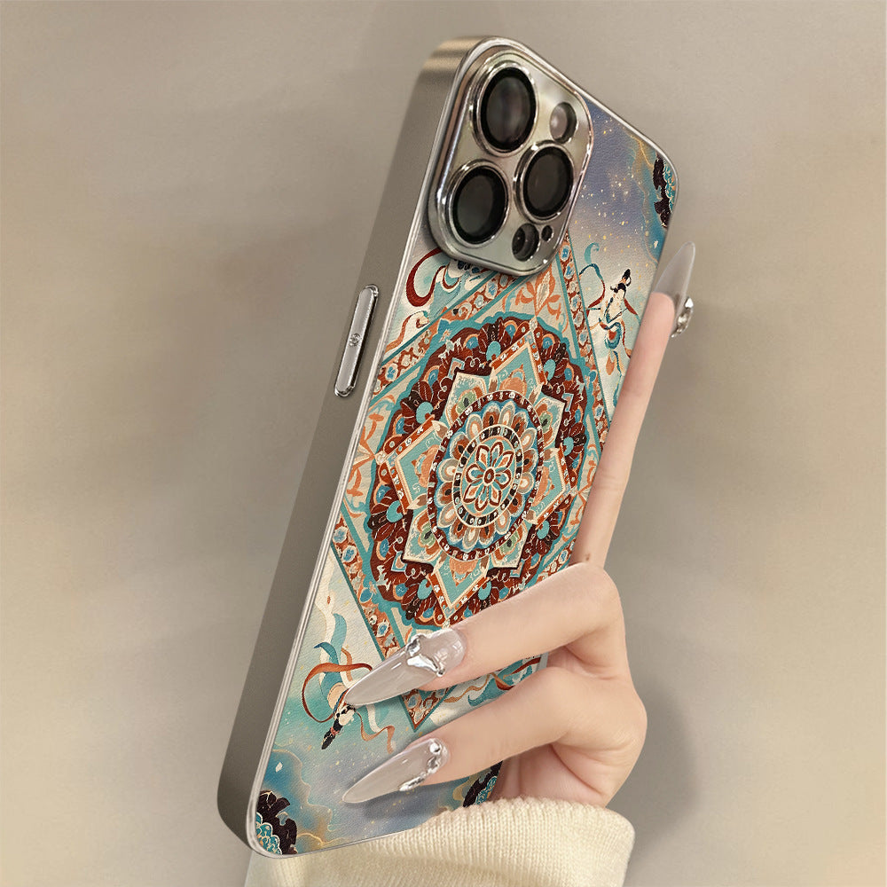 Electroplated lambskin shockproof Apple phone case