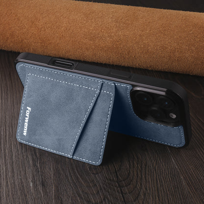 Solid color card holder stand leather Apple phone case