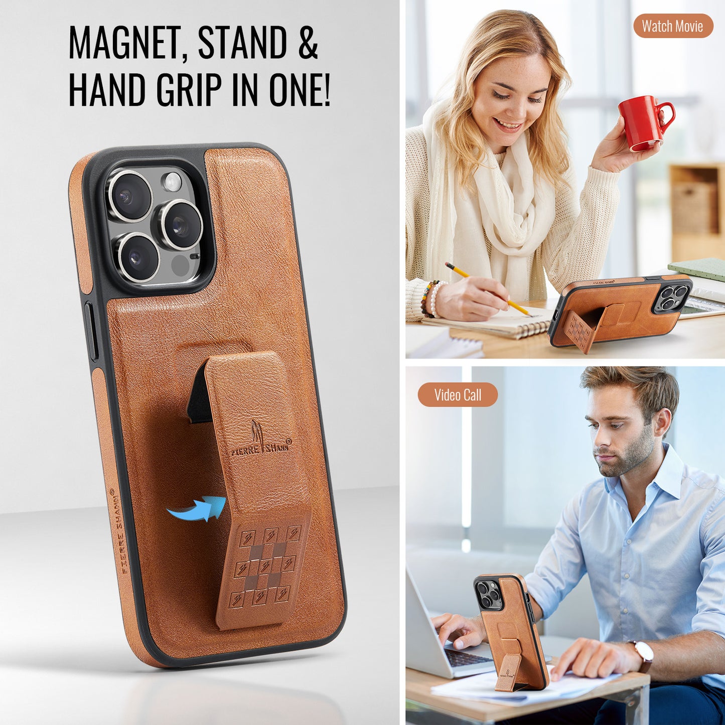 Folding Stand Magnetic Leather Apple Phone Case