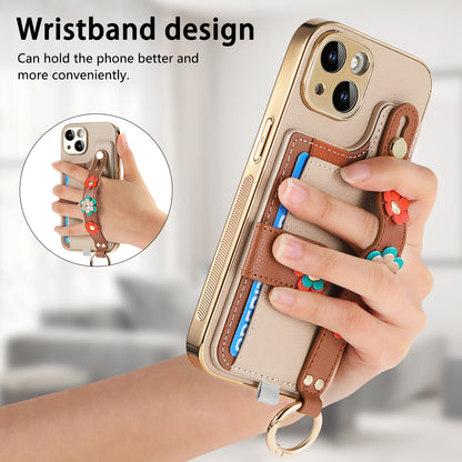 Electroplated three-dimensional flower wrist strap Apple mobile phone case