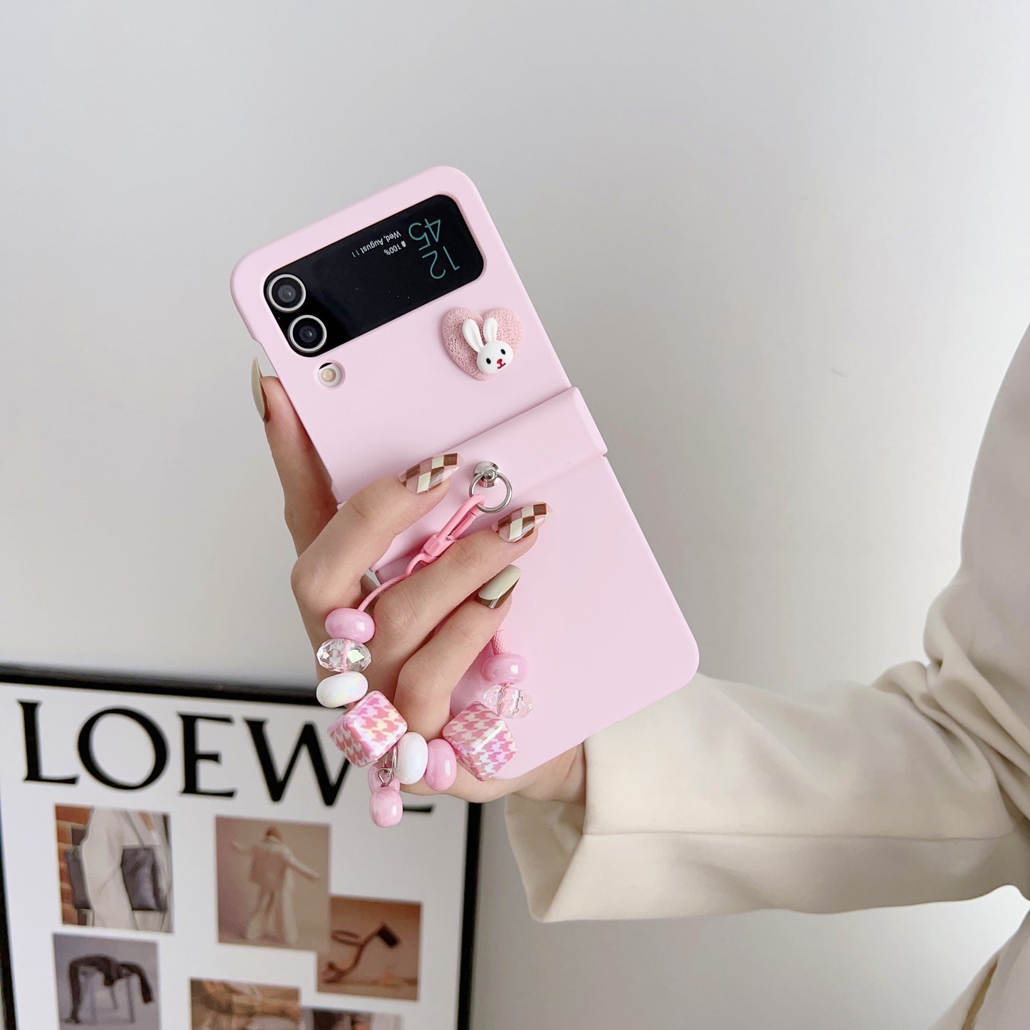 Cute Bunny Charm Hard Case for Samsung Z Flip
