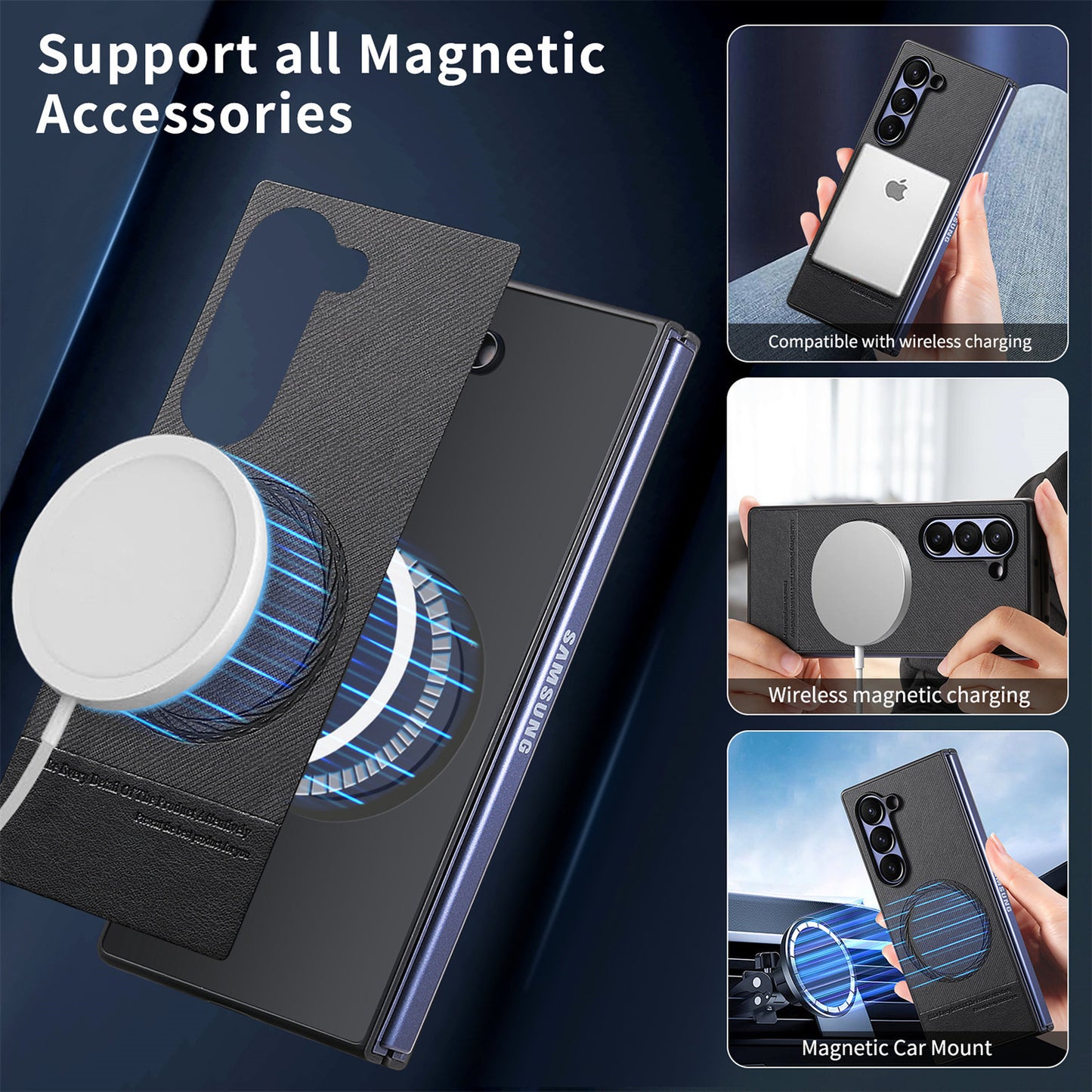 Magnetic leather fabric Samsung Z Fold phone case