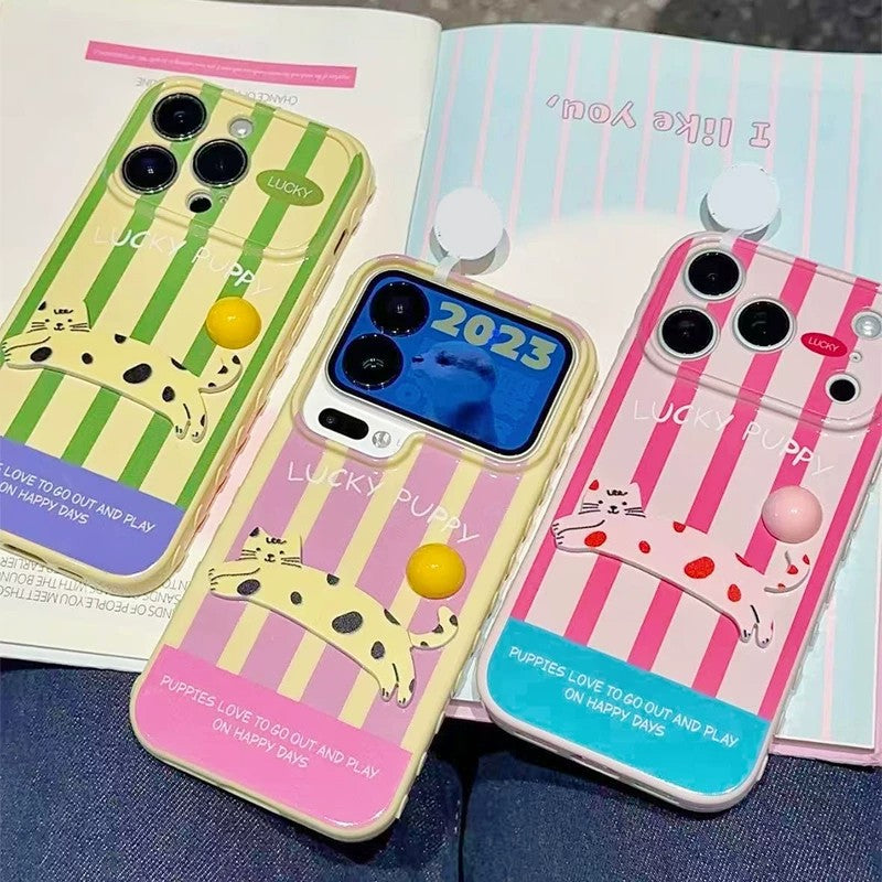 Striped cat-themed anti-drop iPhone case