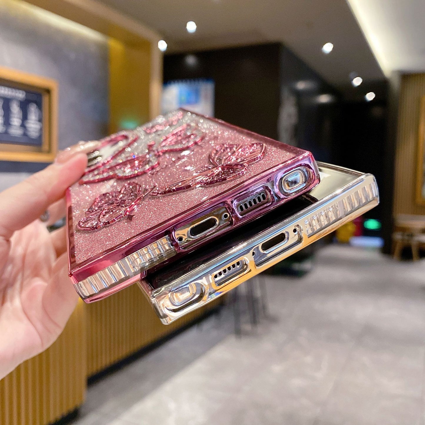 3D Glitter Rhinestone Butterfly Samsung Phone Case