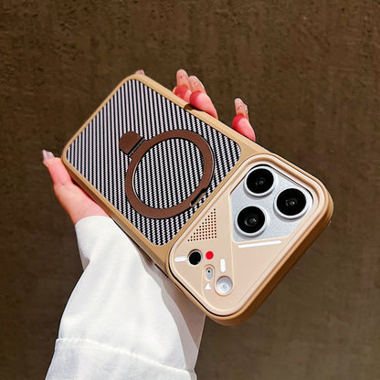 Skin-friendly fiber invisible stand magnetic Apple phone case