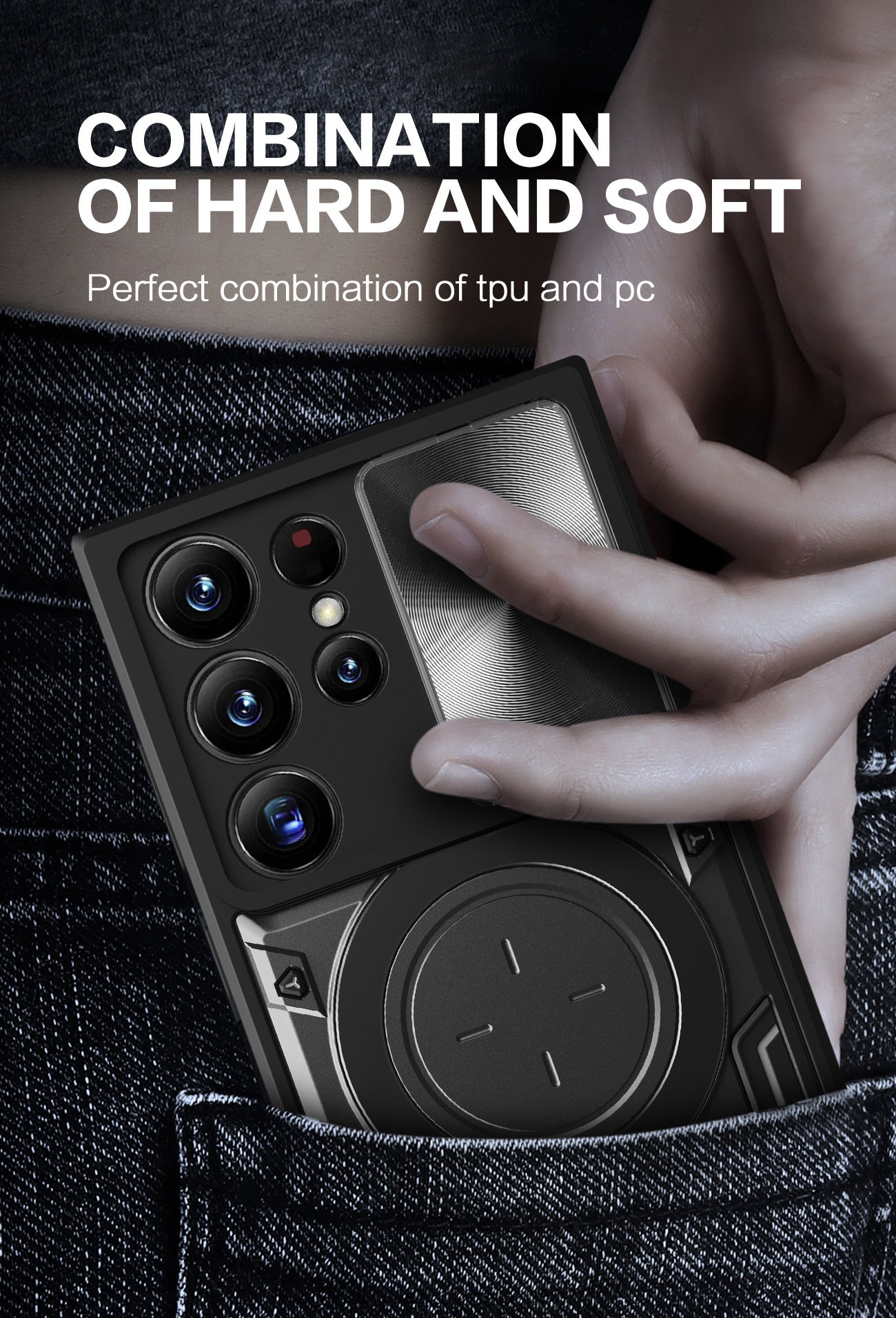 Sliding window anti-drop magnetic holder Samsung phone case