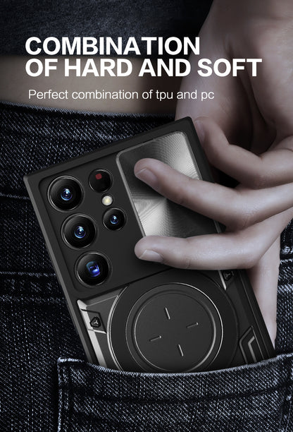 Sliding window anti-drop magnetic holder Samsung phone case