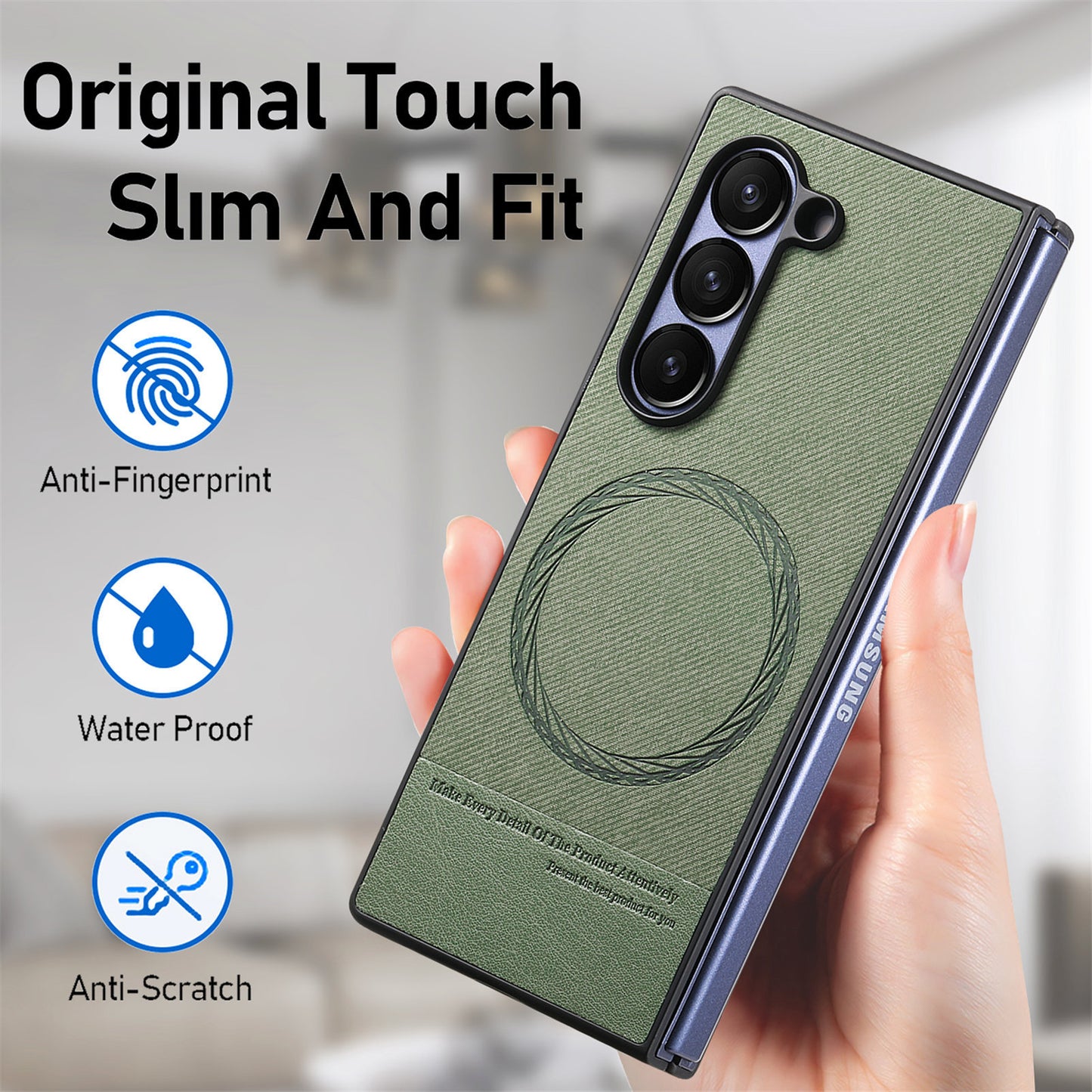 Magnetic leather fabric Samsung Z Fold phone case