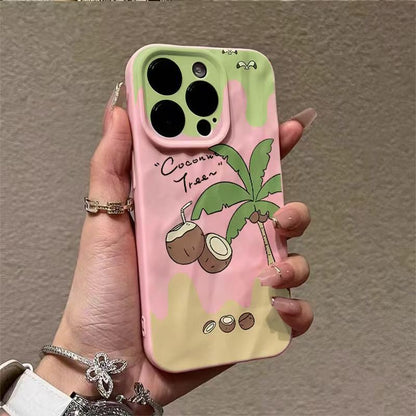 Summer Coconut Tree Wrinkled Texture Apple Phone Case