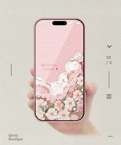 Oil painting floral full-coverage leather Apple phone case