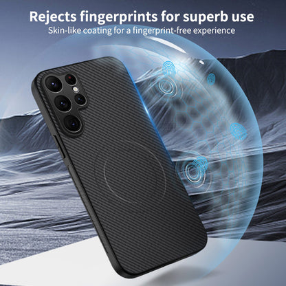Carbon fiber textured magnetic Samsung phone case