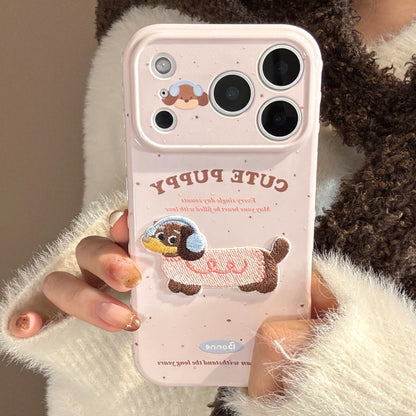 3D Embroidered Cat and Dog Apple Phone Case