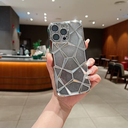 Electroplated diamond-patterned gradient glitter Apple phone case