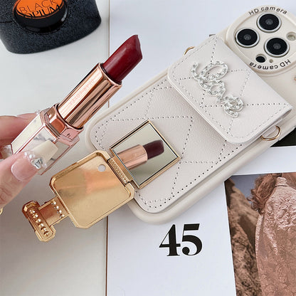 Perfume bottle mirror crossbody card holder Apple phone case