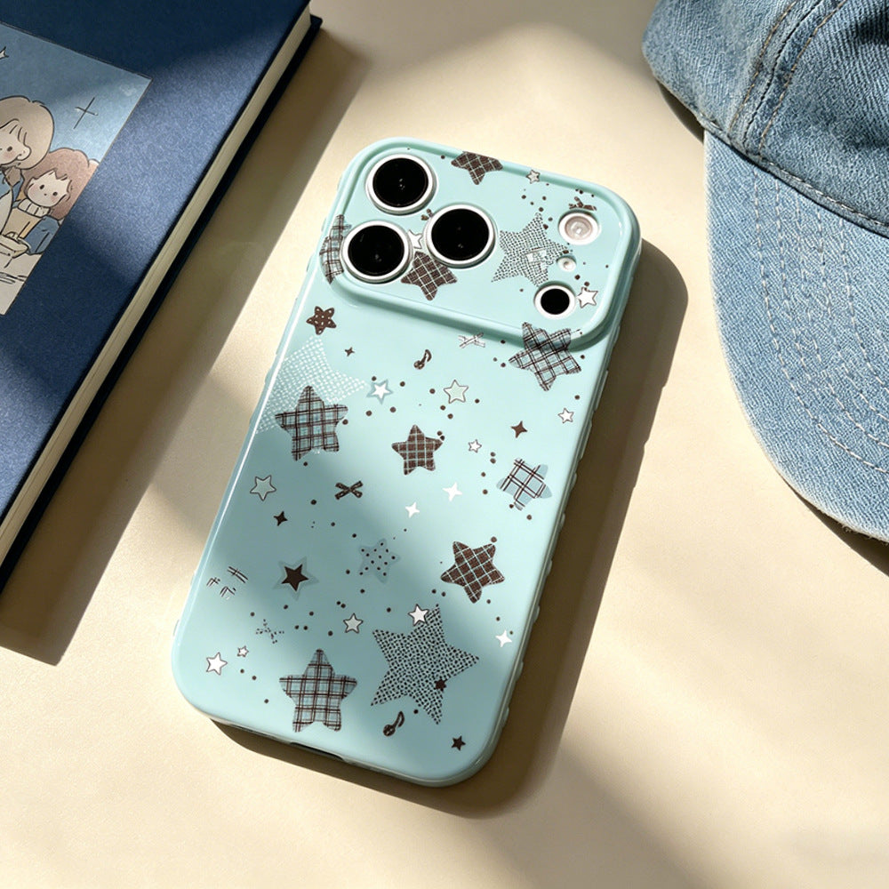 Glittery five-pointed star Apple phone case
