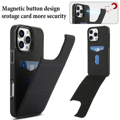 Tri-fold stand with card slot leather Apple phone case