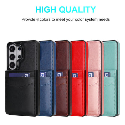 Flip-style solid color SIM card slot leather case for Samsung phones