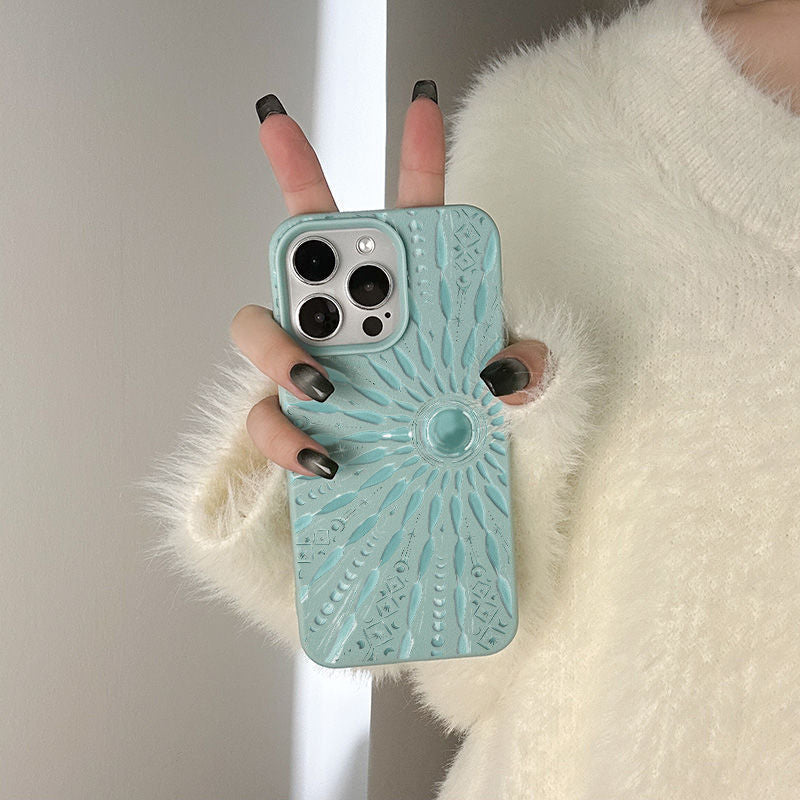 Sun Totem Leather Apple Phone Case