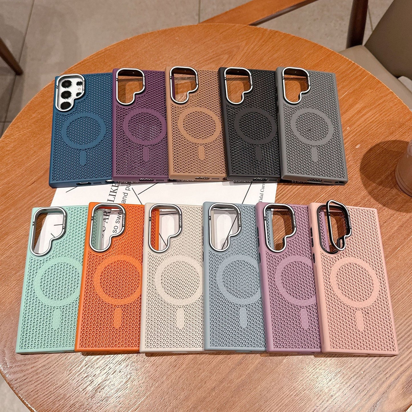 Honeycomb Mesh Bracket Magnetic Heat Dissipation Samsung Phone Case