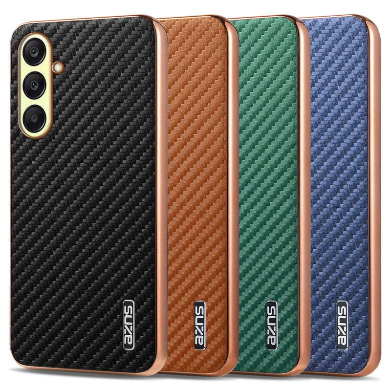 Electroplated carbon fiber textured Samsung phone case